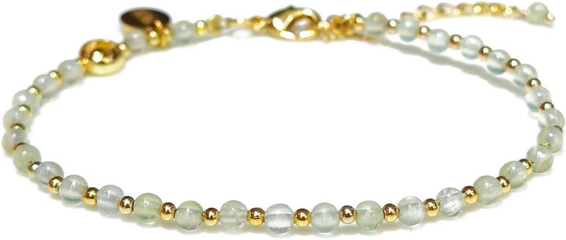Morchic 3mm Tiny Beads Natural Gemstone Bracelet for Women, Adjustable 7.1" Energy Gem Charm Jewelry, Dainty Handmade Birthday Gift - Image 1